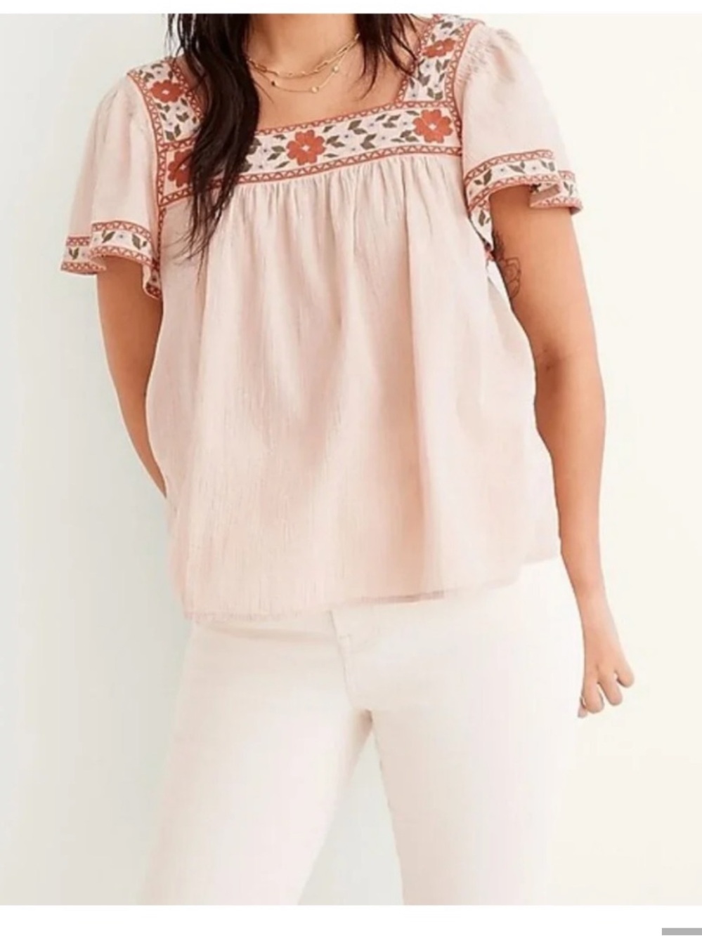 Women’s Madewell Embroidered Square-Neck Top